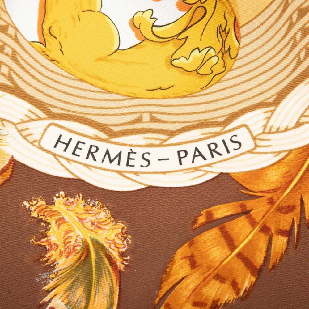 HERMES Brown Silk Scarf - Picture 8 of 9